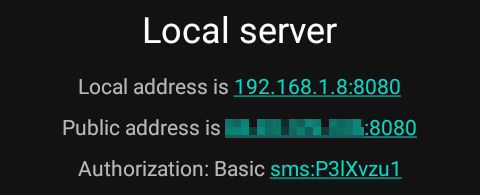 Example settings for Local Server mode